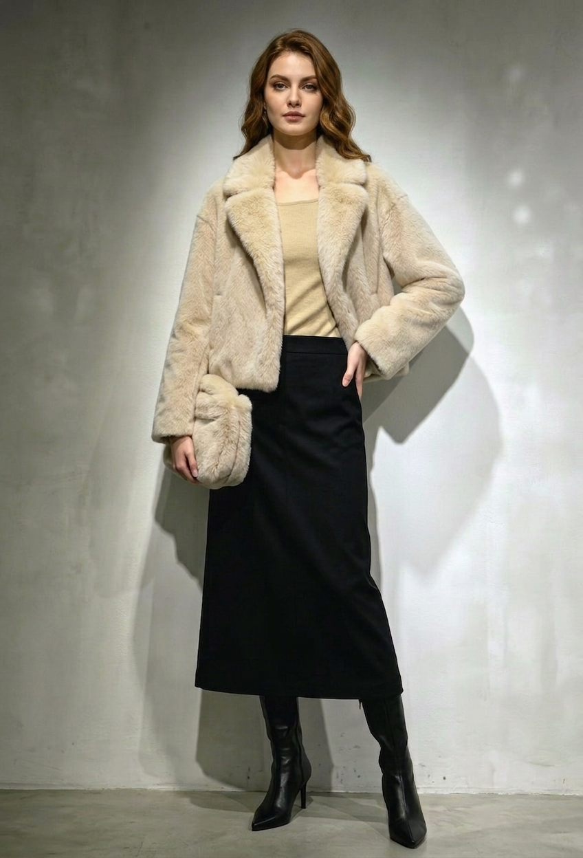 Rochester Oversized Full Fur Jacket with Bag