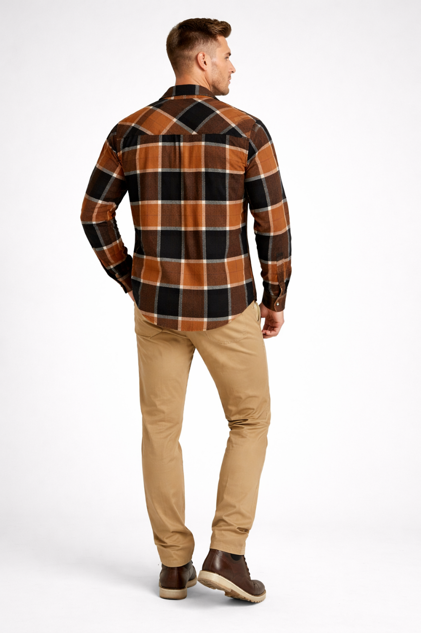 Reims Men's Ironwood Long Sleeve Plaid Button Down Casual Flannel Shirt