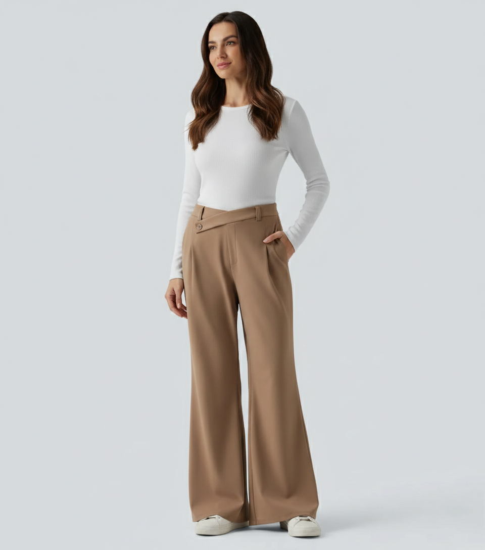 Rhodes Asymmetric High Waisted Flare Pants