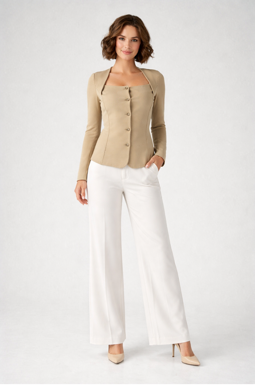 Rukia Square Neck Button Fly Blazer