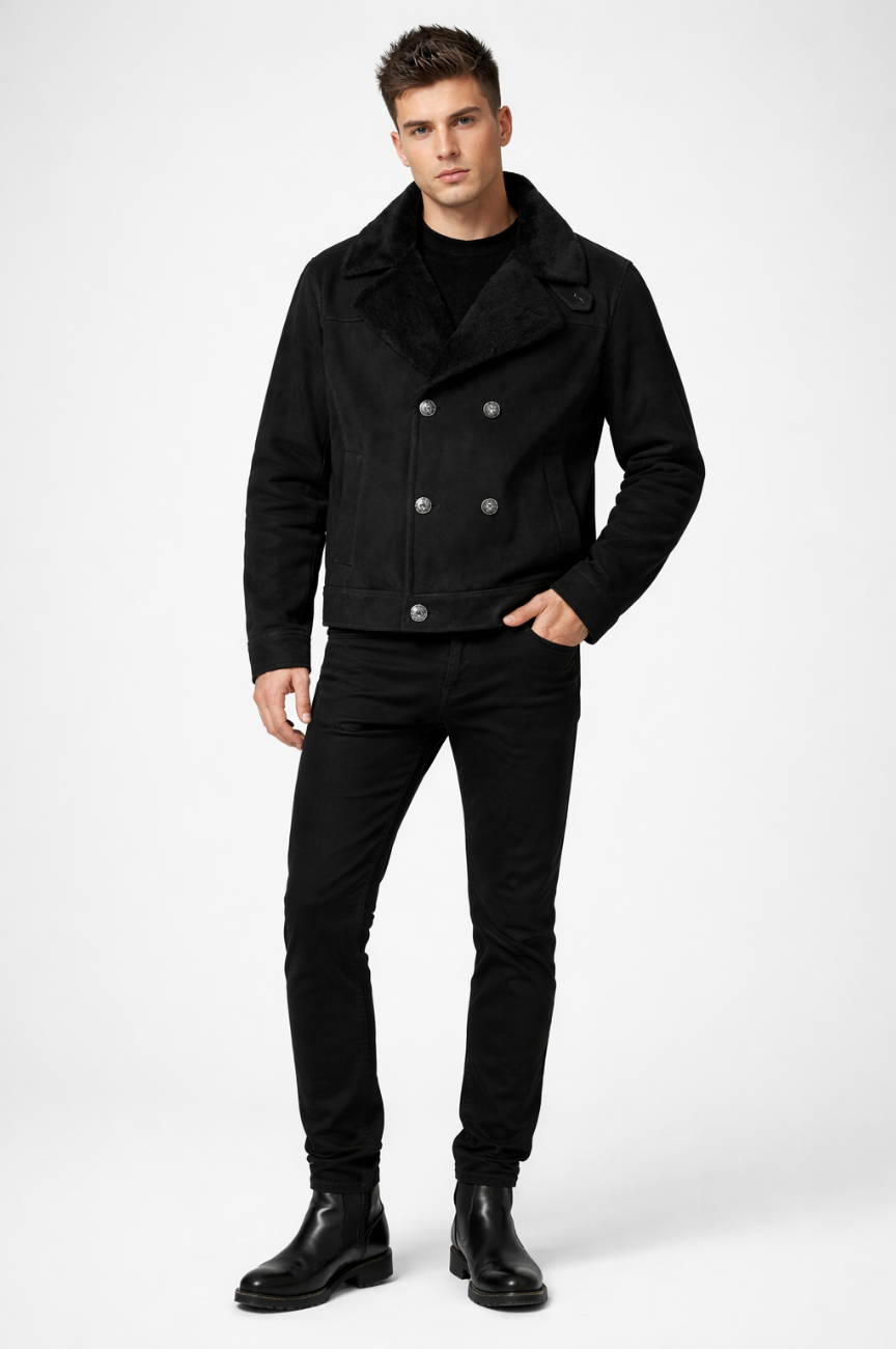 Sajin Double-Breasted Shearling Jacket