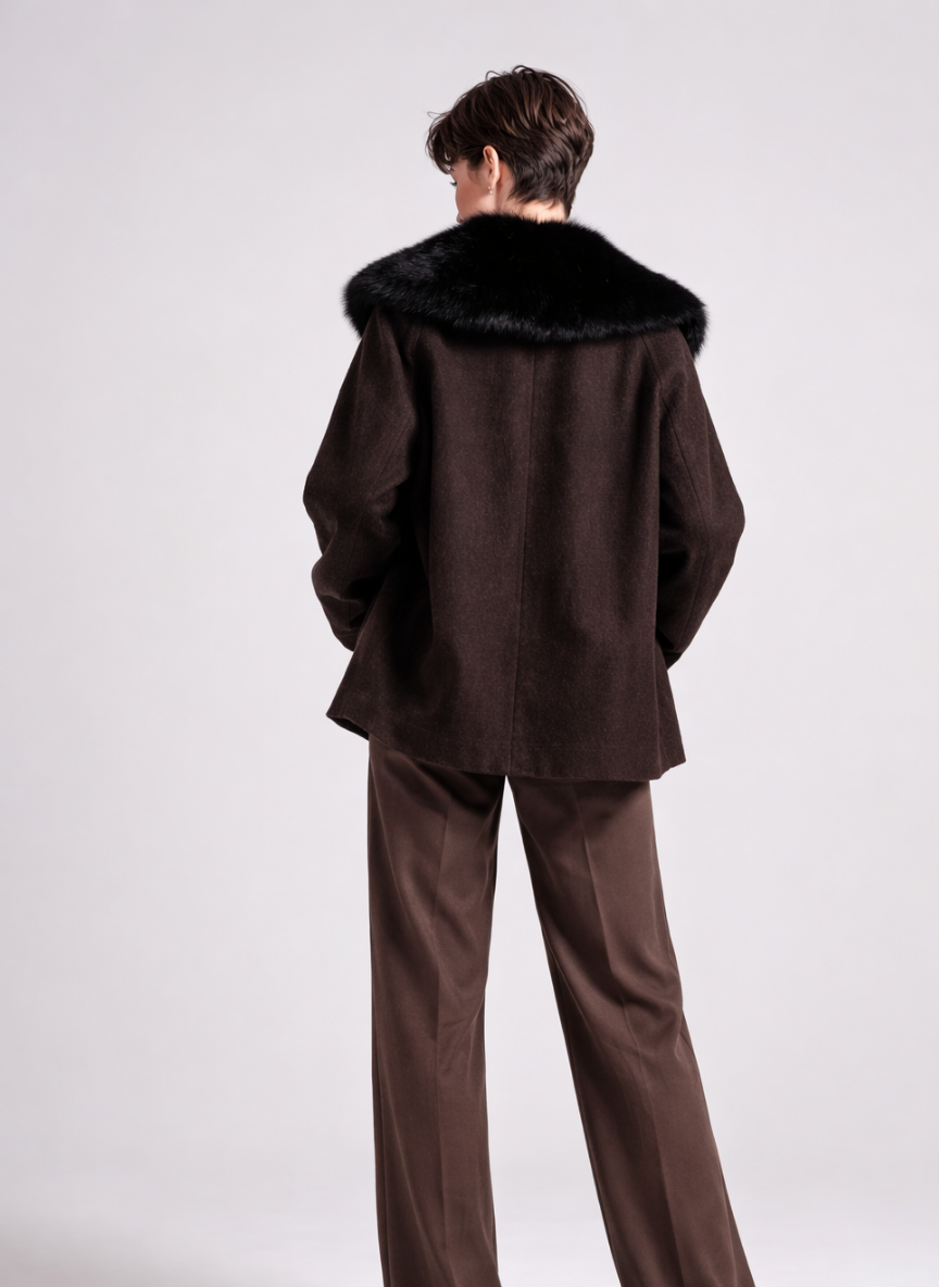 Sinaia Oversized Peacoat with Faux Fur Collar