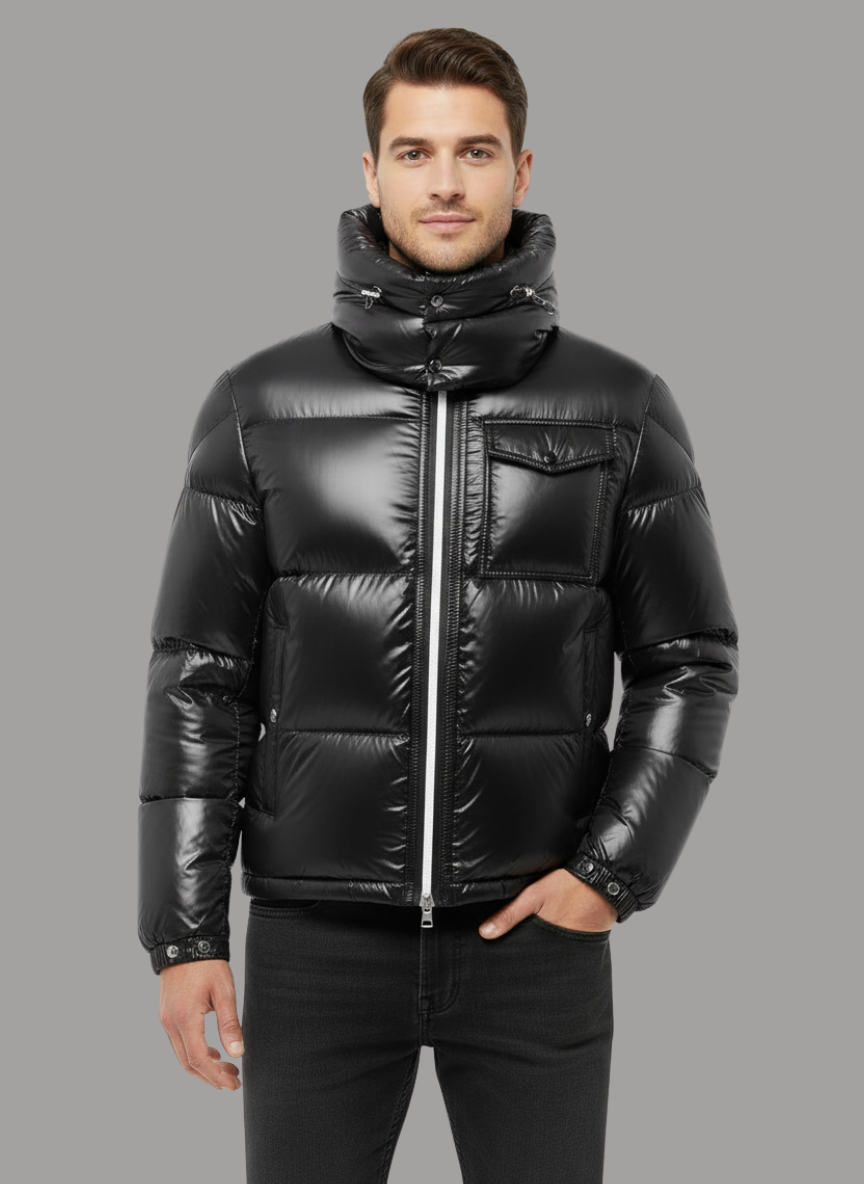 Stellan Glossy Funnel-Neck Jacket