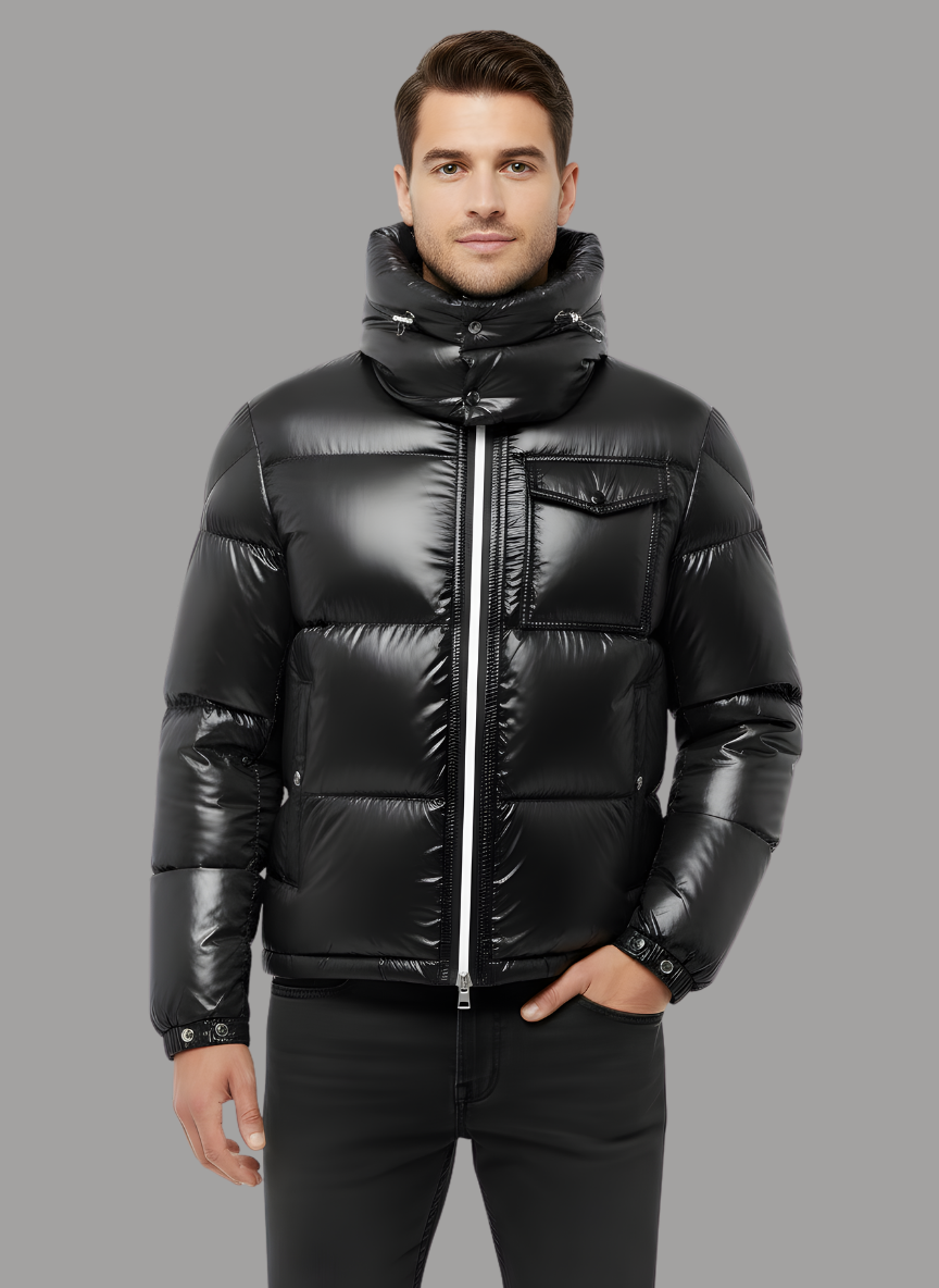 Stellan Glossy Funnel-Neck Jacket