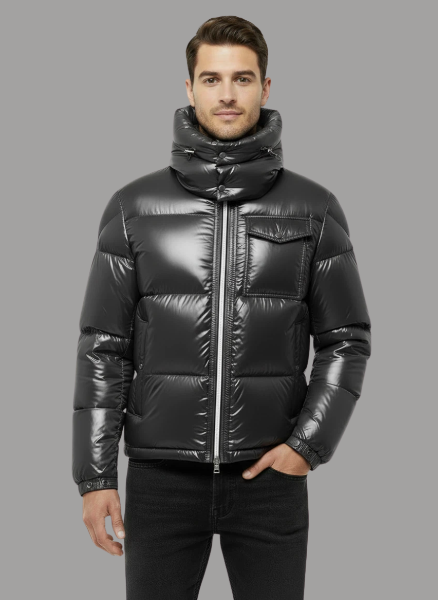 Stellan Glossy Funnel-Neck Jacket