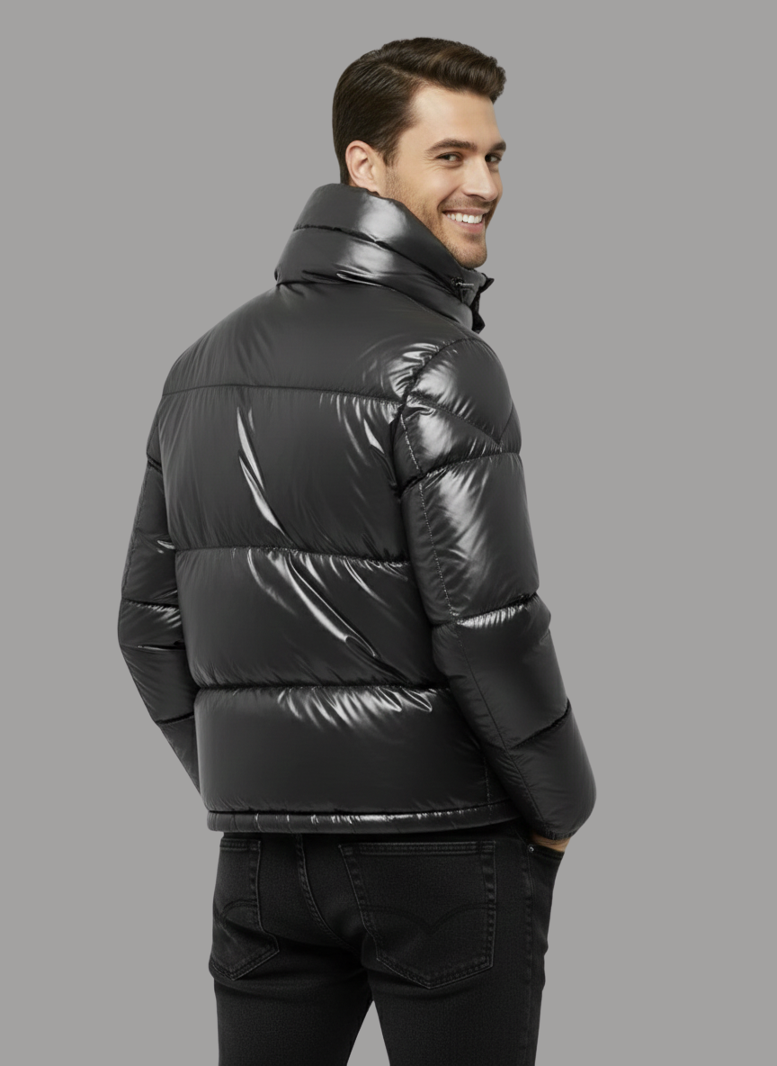 Stellan Glossy Funnel-Neck Jacket