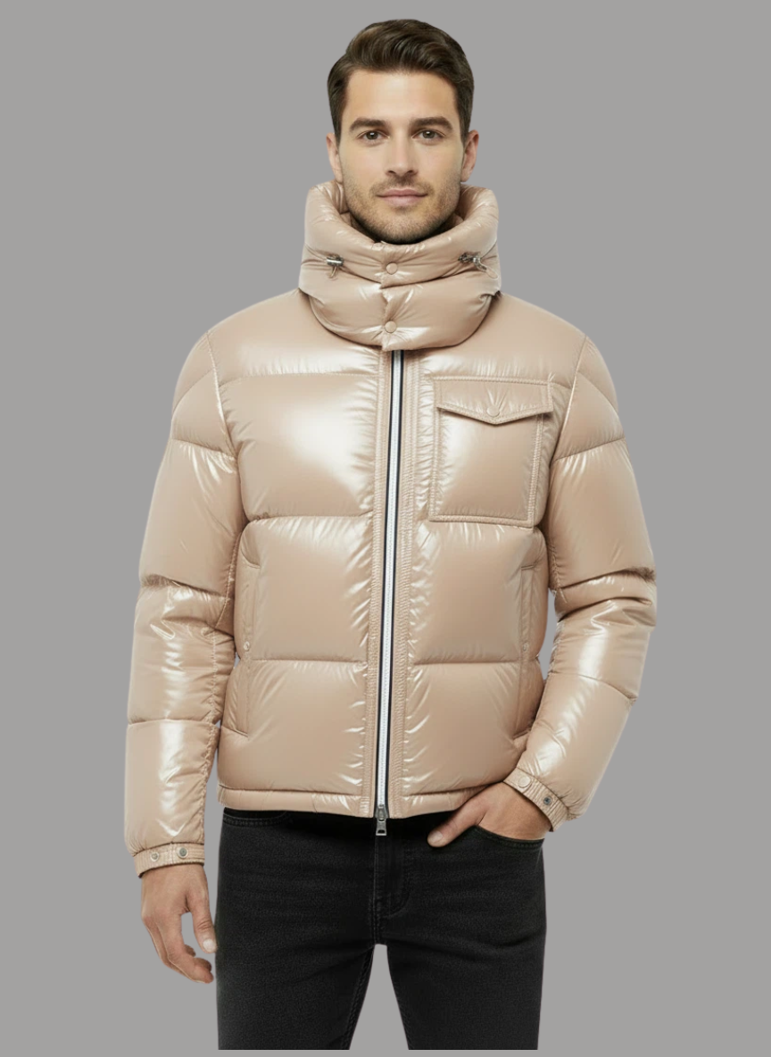 Stellan Glossy Funnel-Neck Jacket