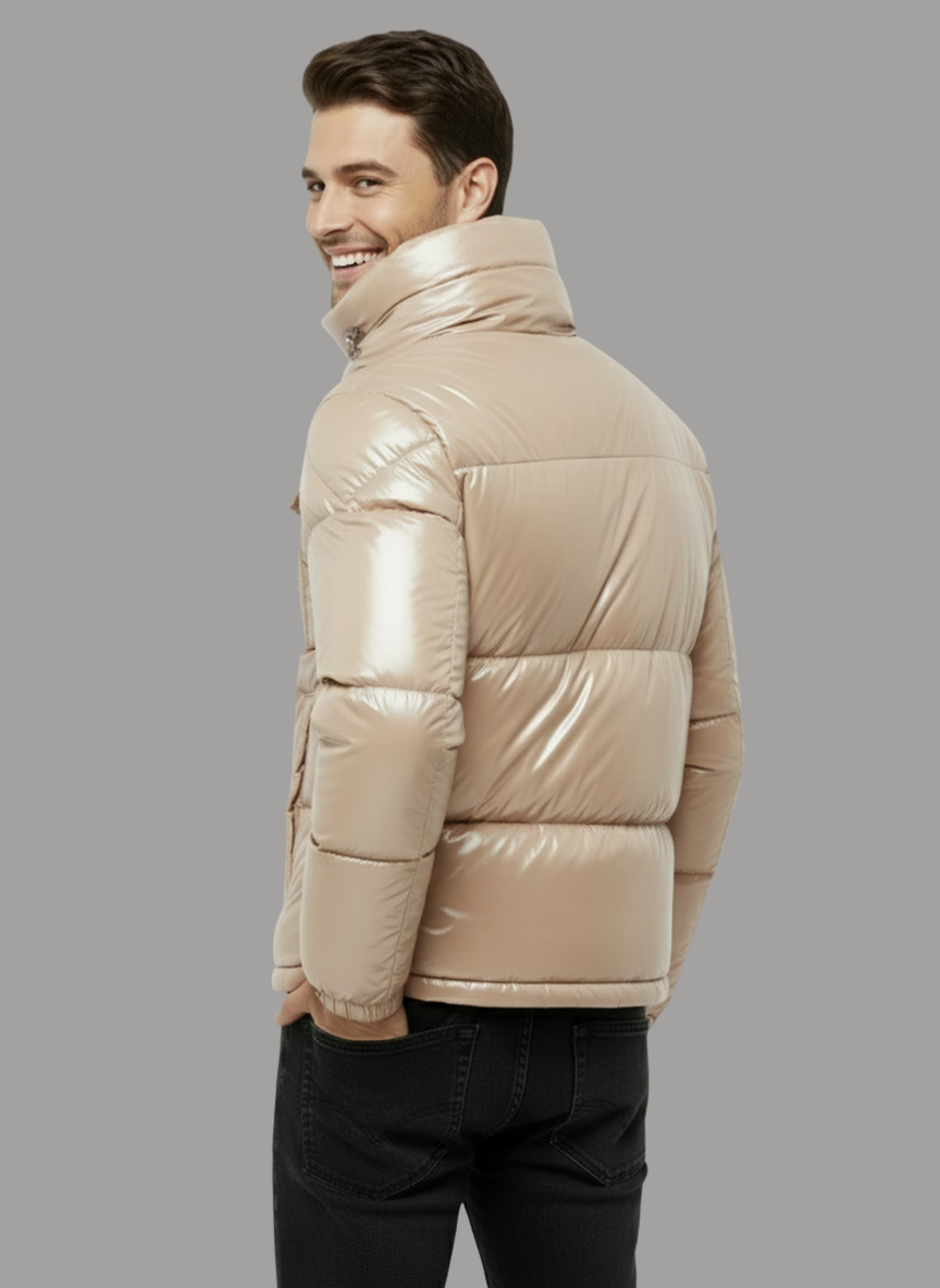 Stellan Glossy Funnel-Neck Jacket