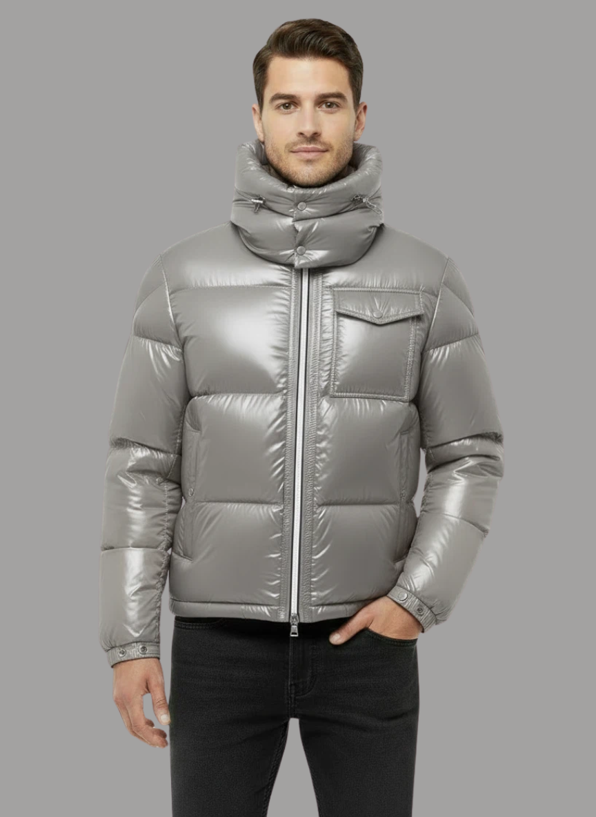 Stellan Glossy Funnel-Neck Jacket