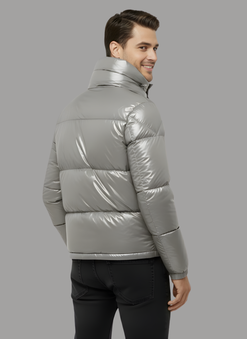 Stellan Glossy Funnel-Neck Jacket