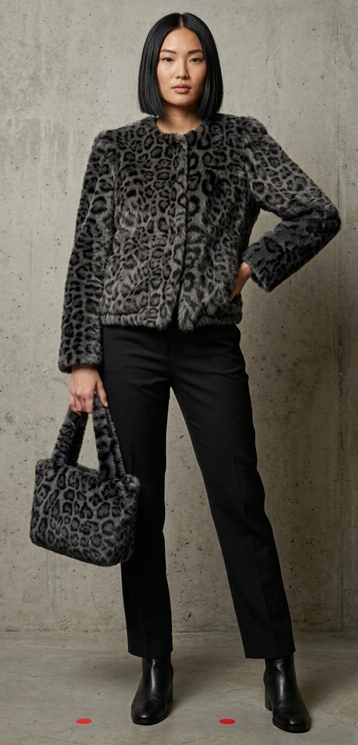 Strasburg Collarless Leopard Print Coat