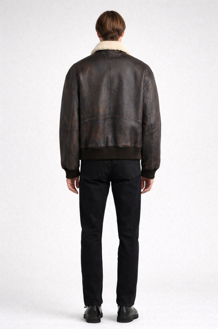 Szayel Vintage Aviator Shearling Jacket