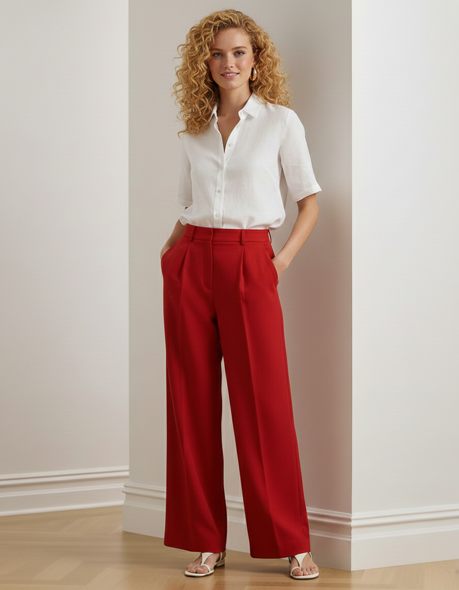 Simone Double-Faced Wide-Leg Pant