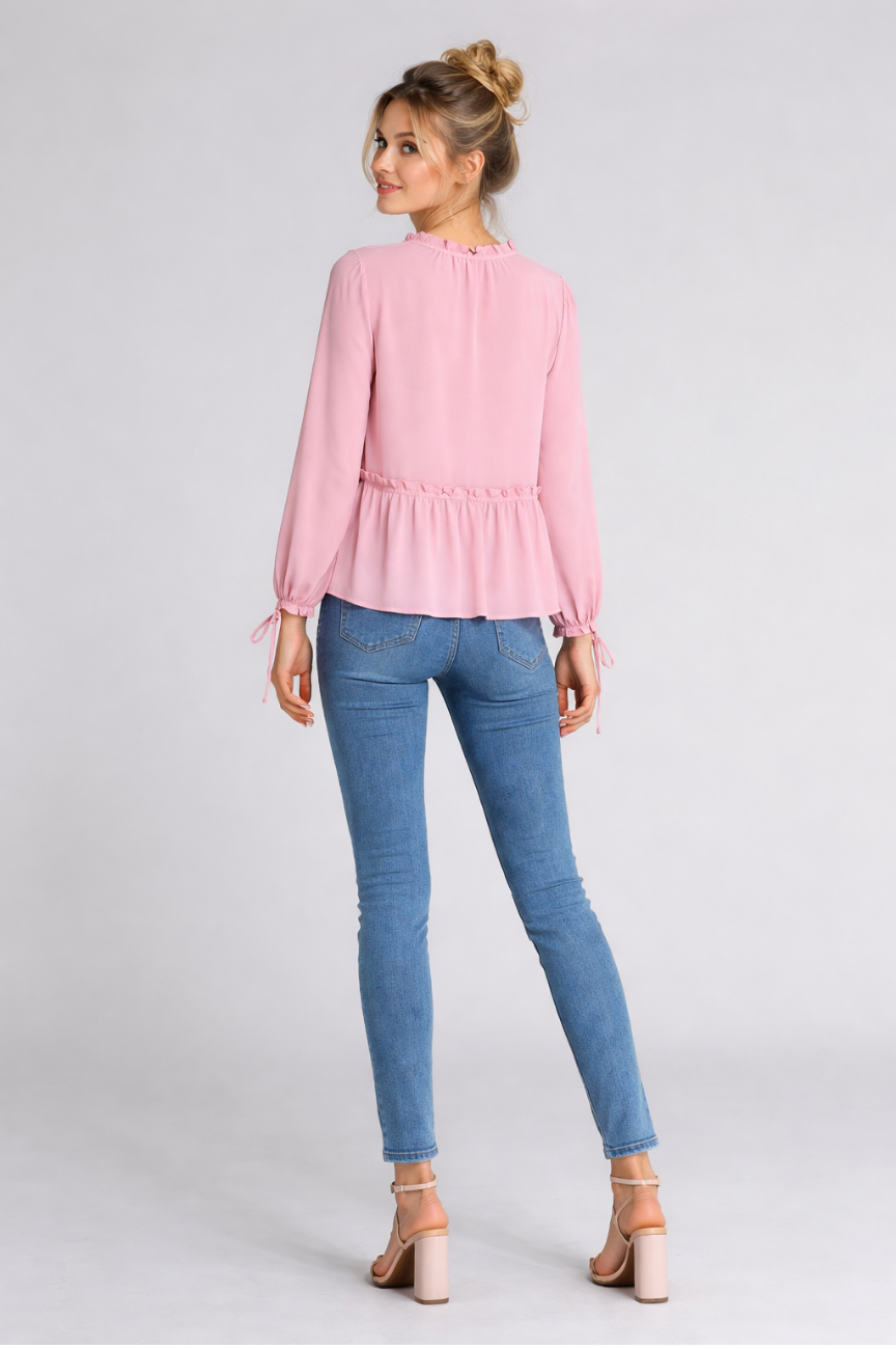 Sola Chiffon Peplum Blouse with Tie