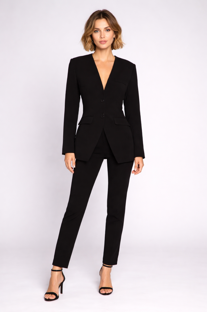 Sonia Women's Collarless V-Neck Tailored Blazer