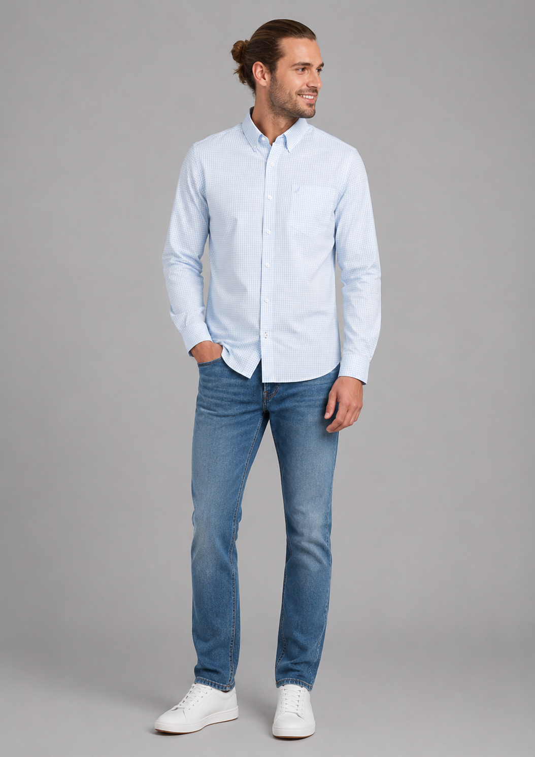 Stefano Long Sleeve Plaid Wrinkle Resistant Woven Shirt