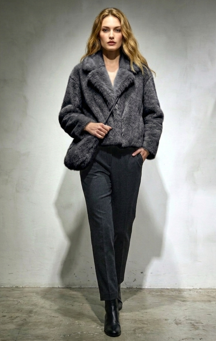 Torino Oversized Collar & Cuff Short Fur Coat