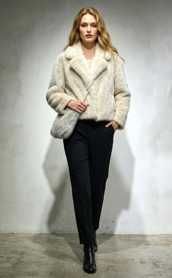 Torino Oversized Collar & Cuff Short Fur Coat
