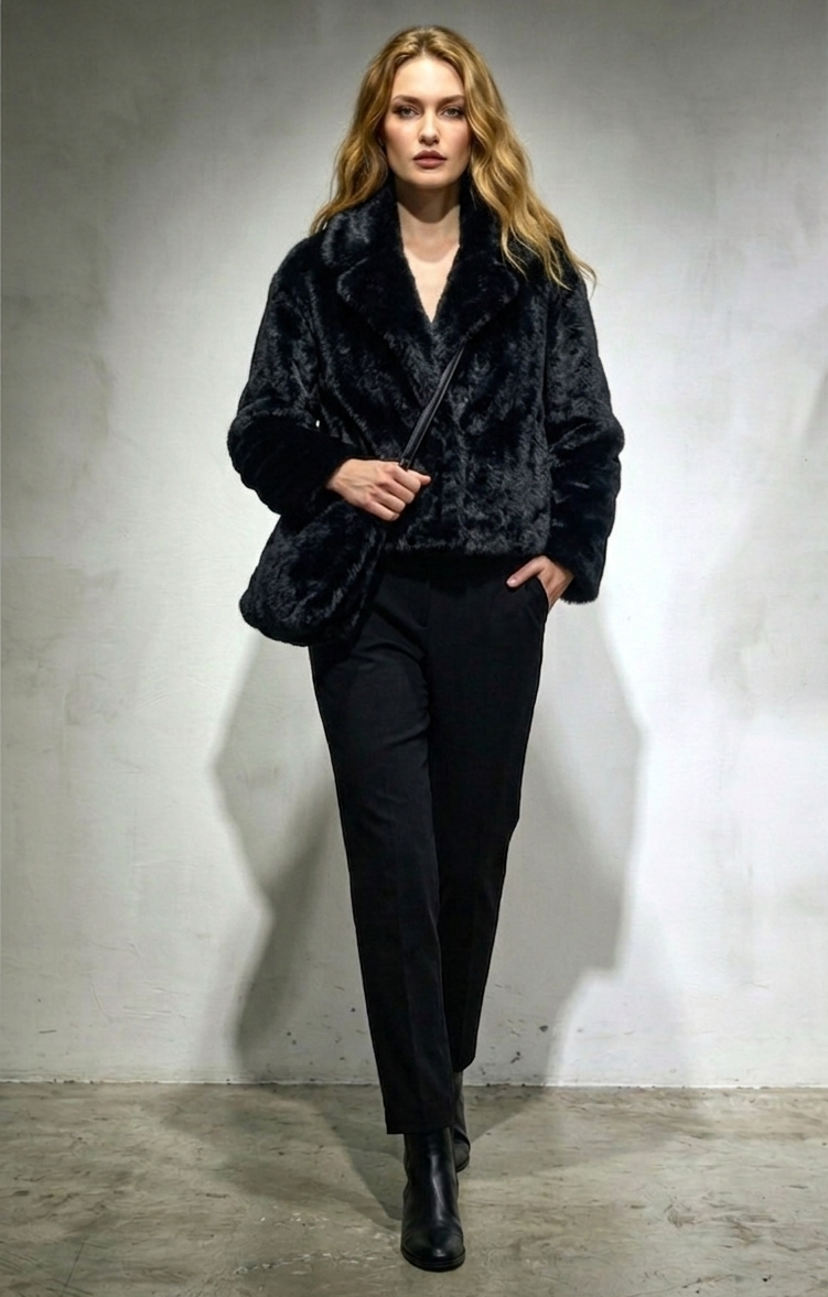Torino Oversized Collar & Cuff Short Fur Coat