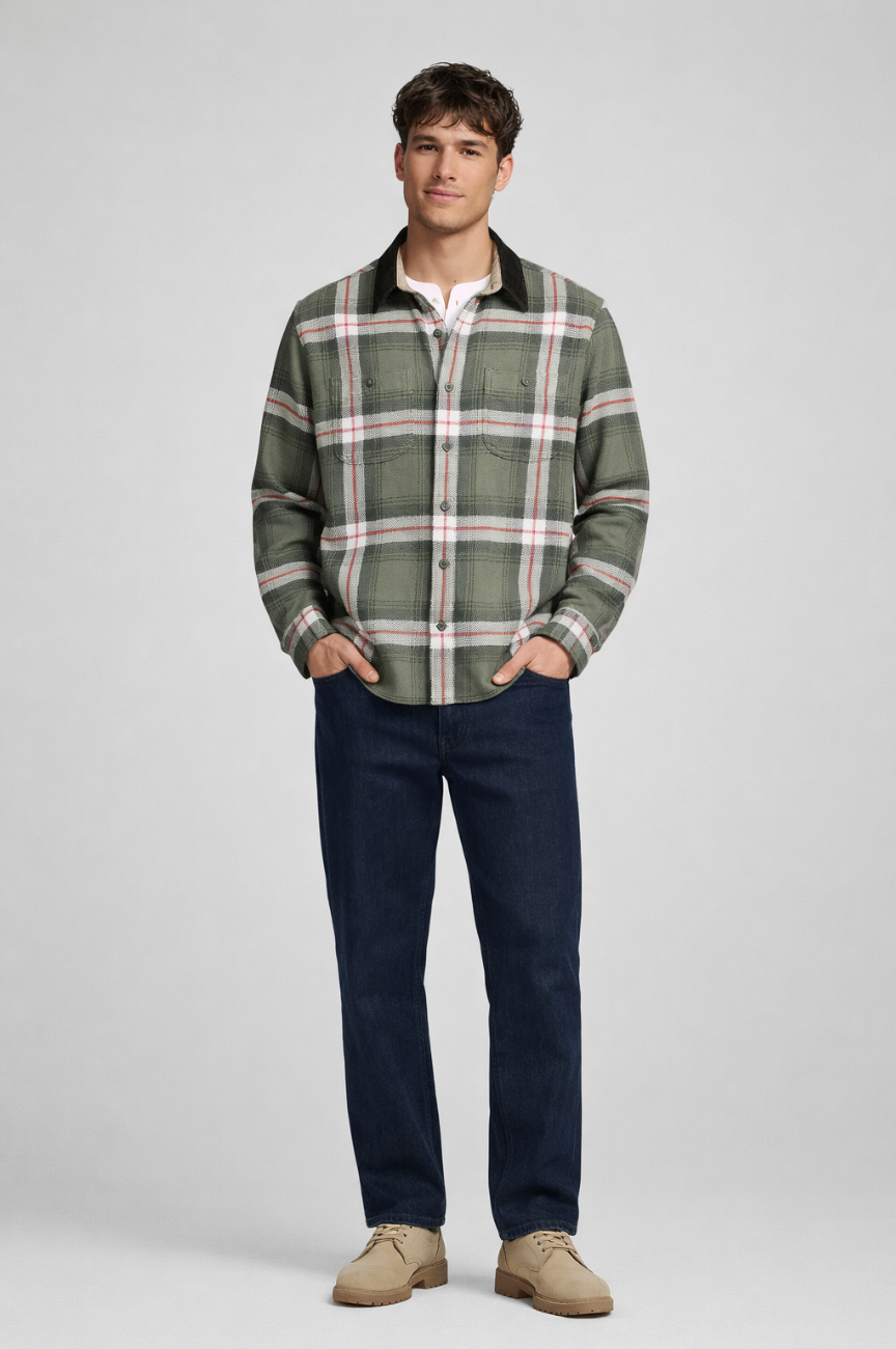 Toulouse Authentic Flannel Shirt with Corduroy Collar