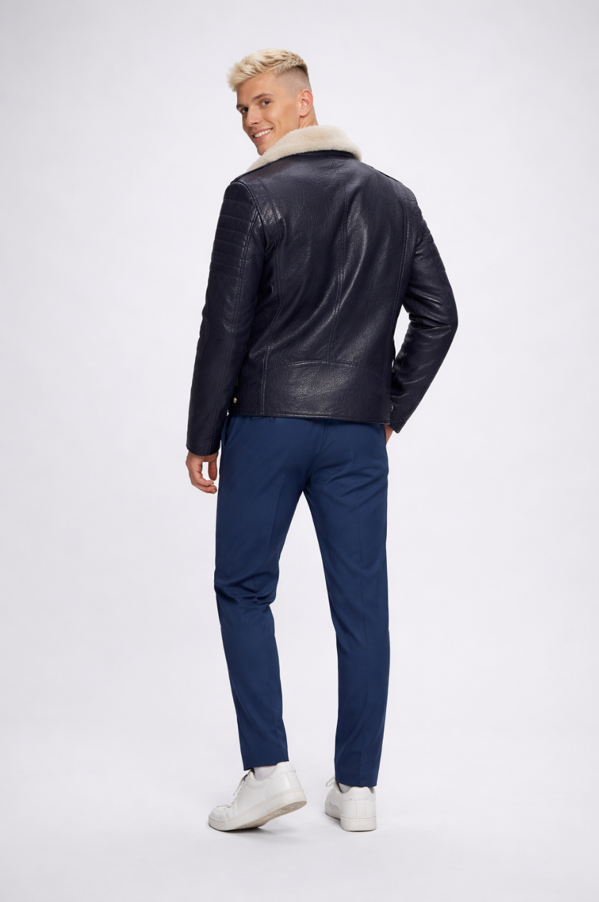Usopp Nappa Moto Jacket with Shearling Lamb Lining