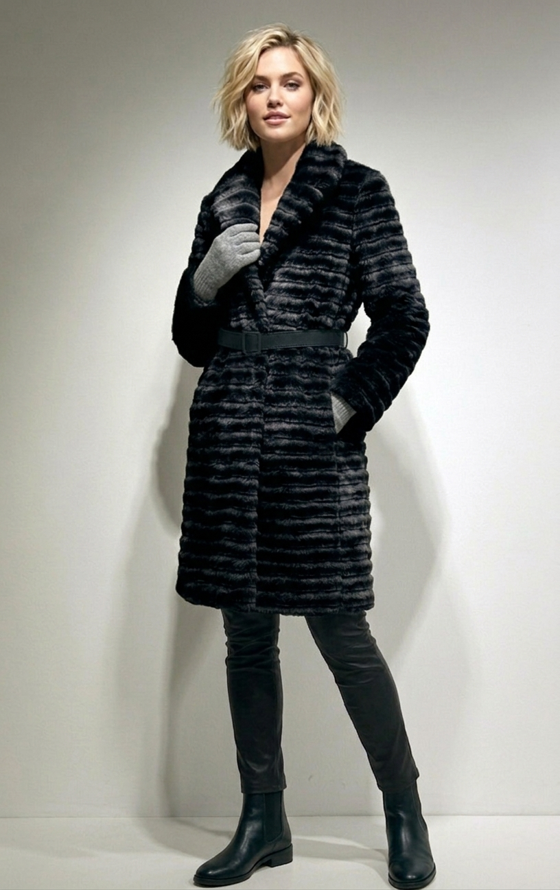 Valencia Longline Tiered Maxi Coat with Gloves