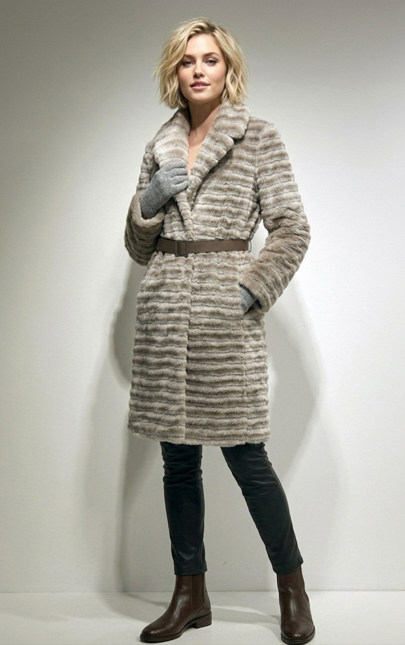 Valencia Longline Tiered Maxi Coat with Gloves