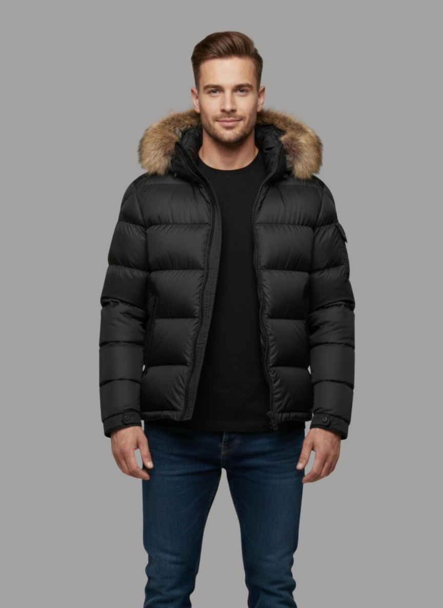 Vance Bubble Coat with Faux Fur Hood