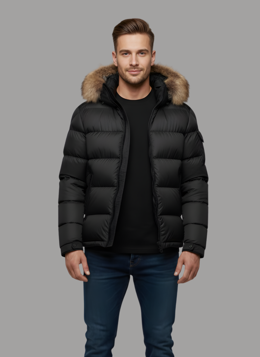 Vance Bubble Coat with Faux Fur Hood