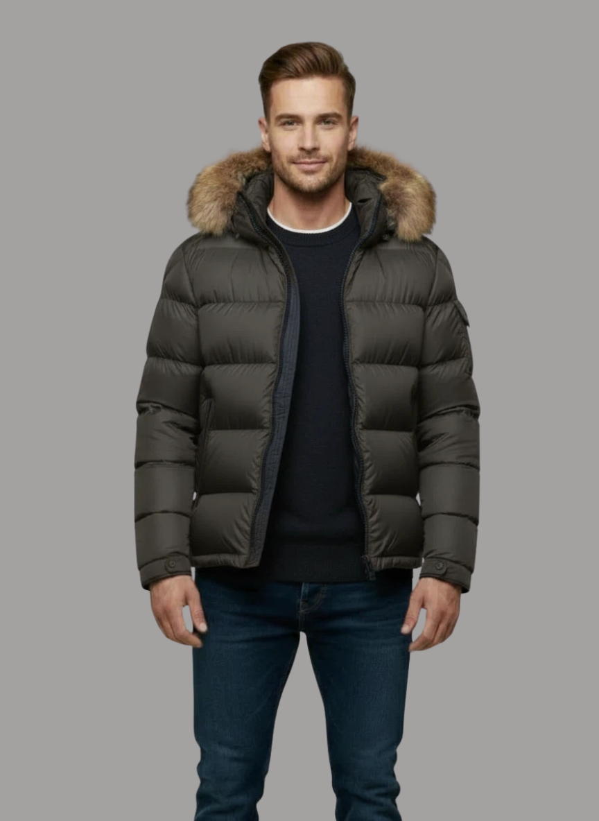 Vance Bubble Coat with Faux Fur Hood