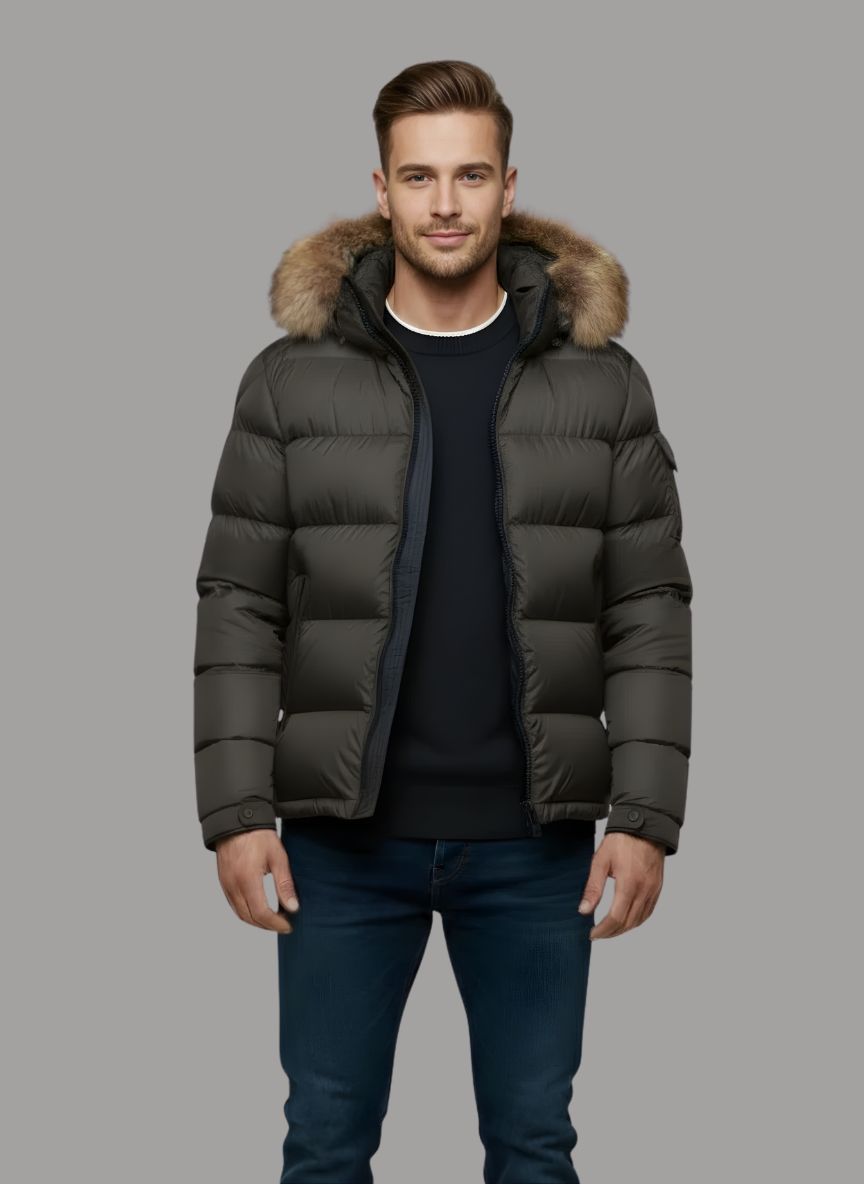 Vance Bubble Coat with Faux Fur Hood