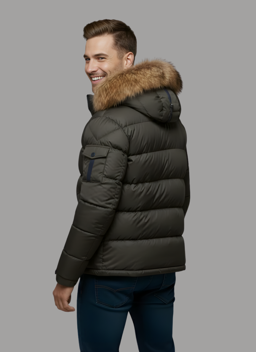 Vance Bubble Coat with Faux Fur Hood