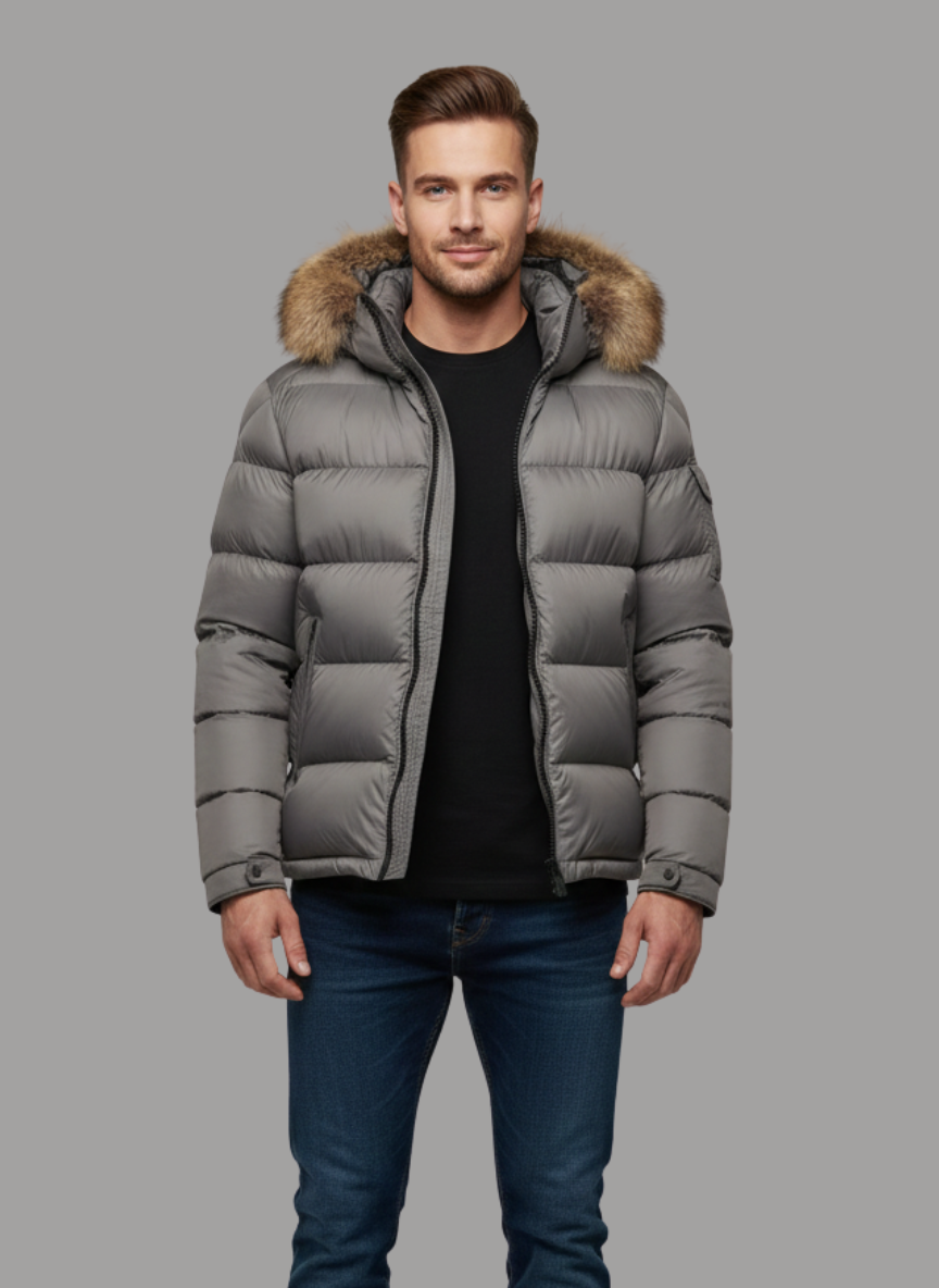 Vance Bubble Coat with Faux Fur Hood