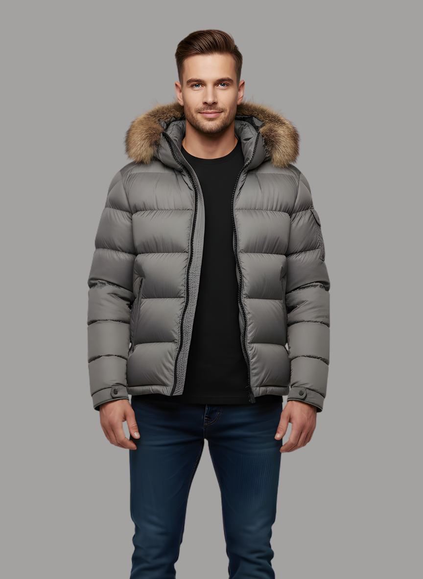 Vance Bubble Coat with Faux Fur Hood