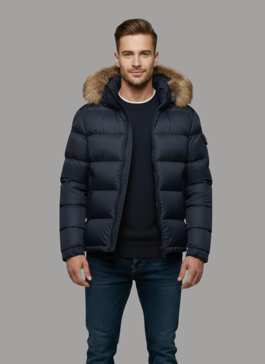 Vance Bubble Coat with Faux Fur Hood