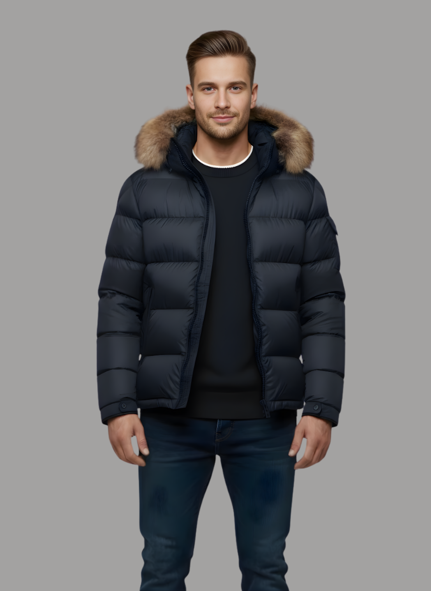 Vance Bubble Coat with Faux Fur Hood