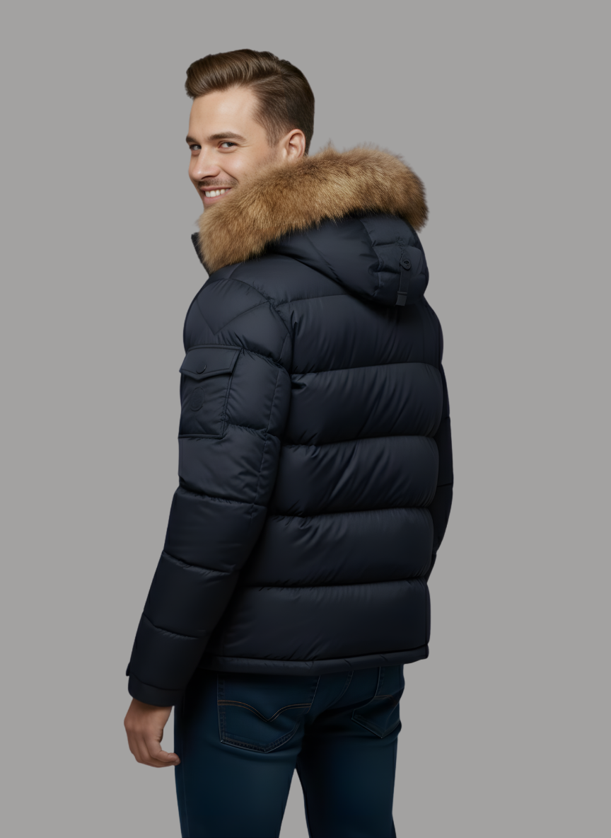 Vance Bubble Coat with Faux Fur Hood