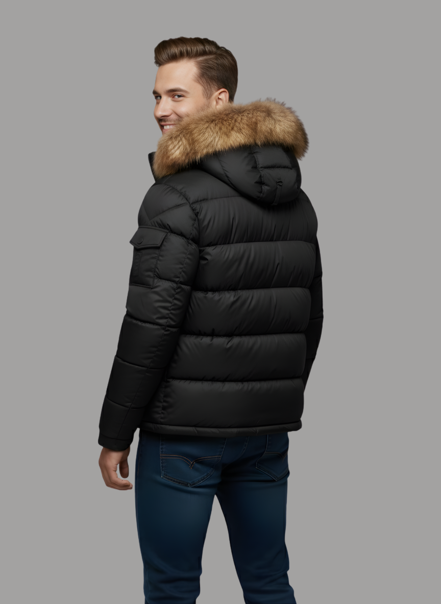 Vance Bubble Coat with Faux Fur Hood