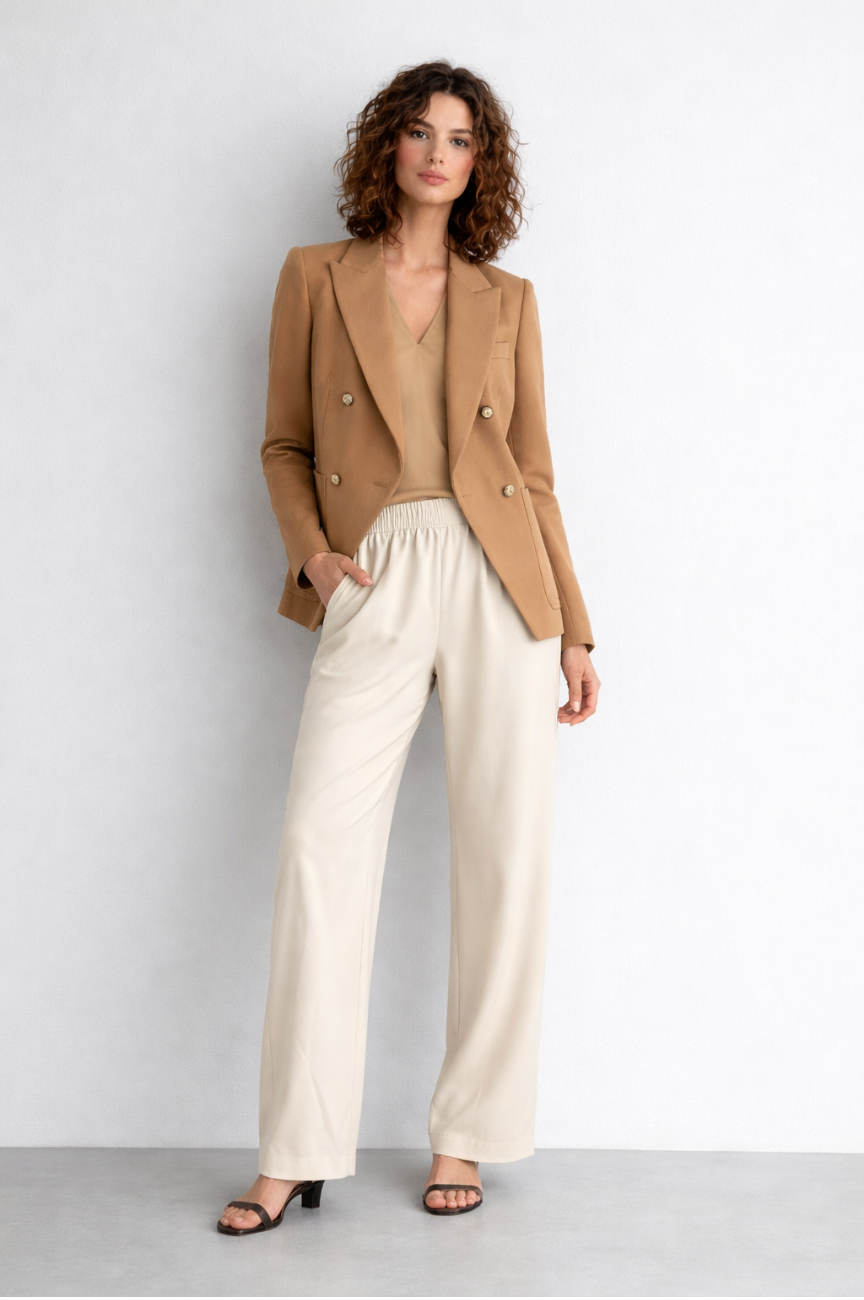 Valcienne Double-Breasted Crested Blazer