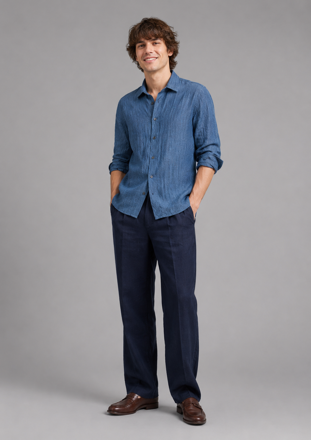 Valentino Standard-Fit Textured Linen-Cotton Shirt