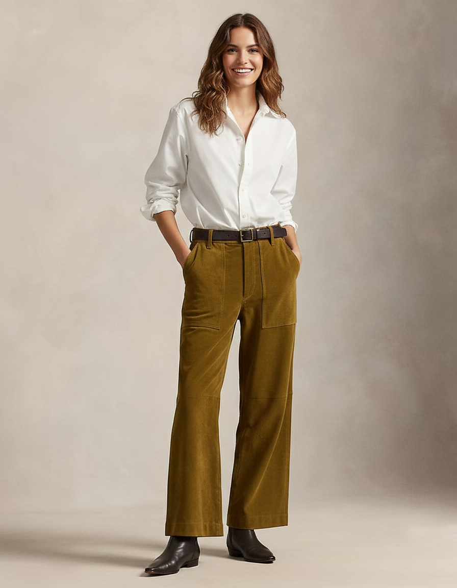 Vesper Wide-Leg Crop Suede Pants