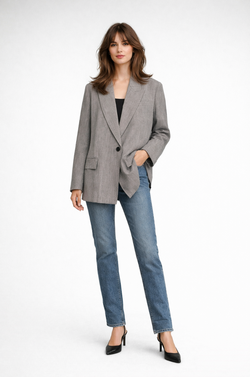 Vespera Asymmetric Panel-Hem Oversized Blazer