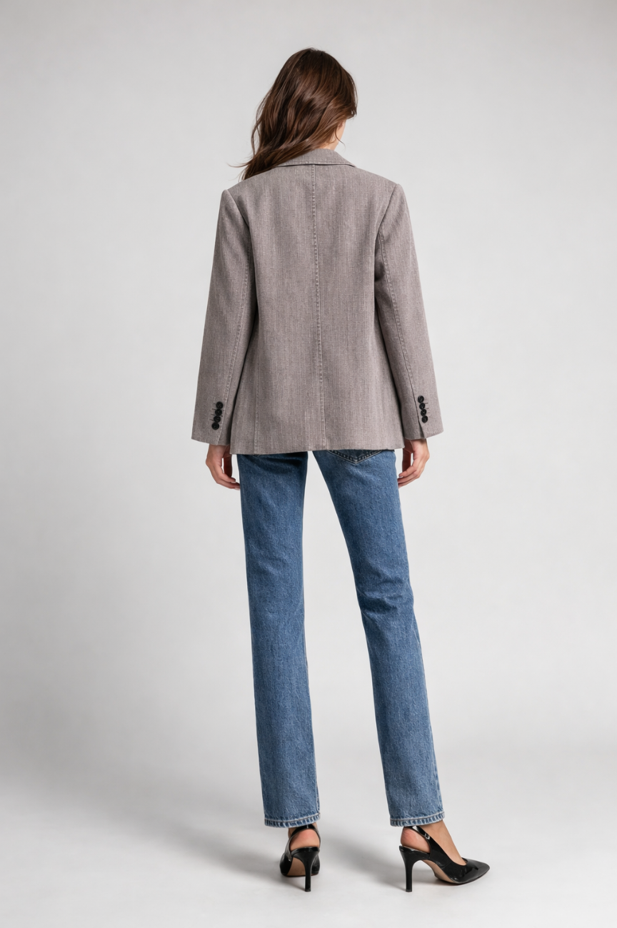 Vespera Asymmetric Panel-Hem Oversized Blazer