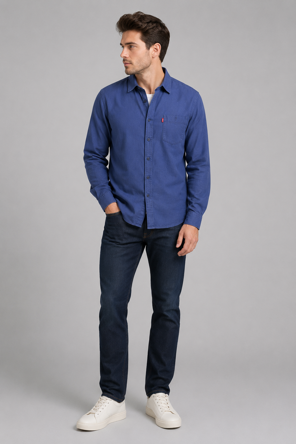Vittorio Sunset One Pocket Standard Fit Cotton Linen Shirt