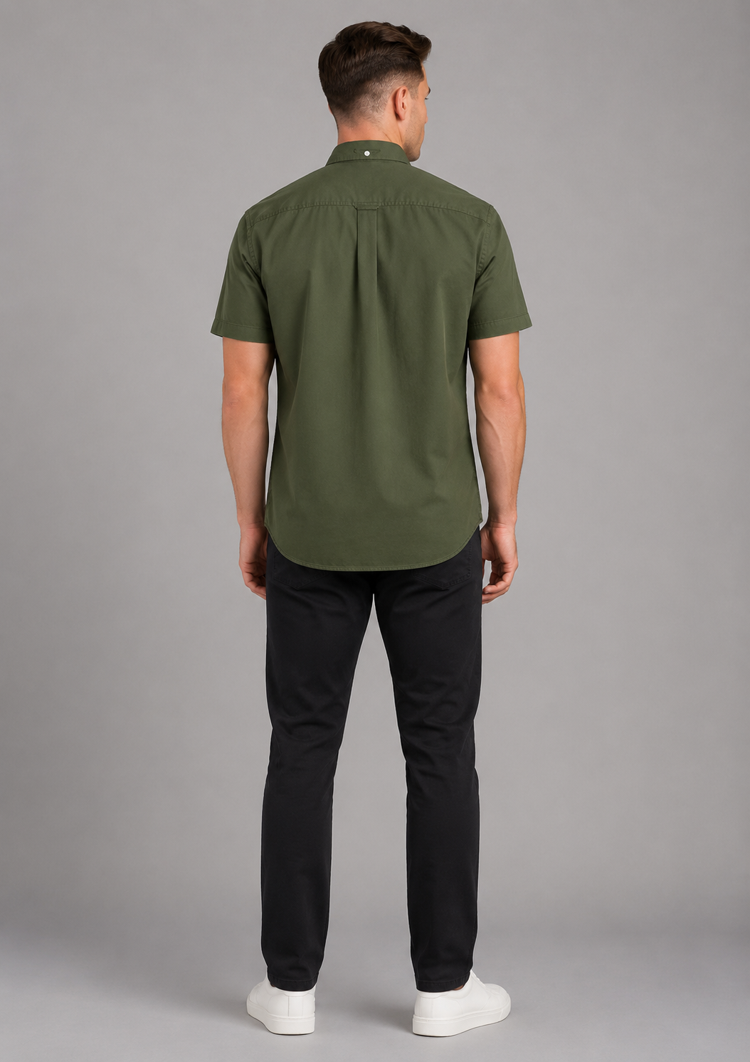 Xavier Dark Green Regular Fit Short Sleeve Oxford Shirt