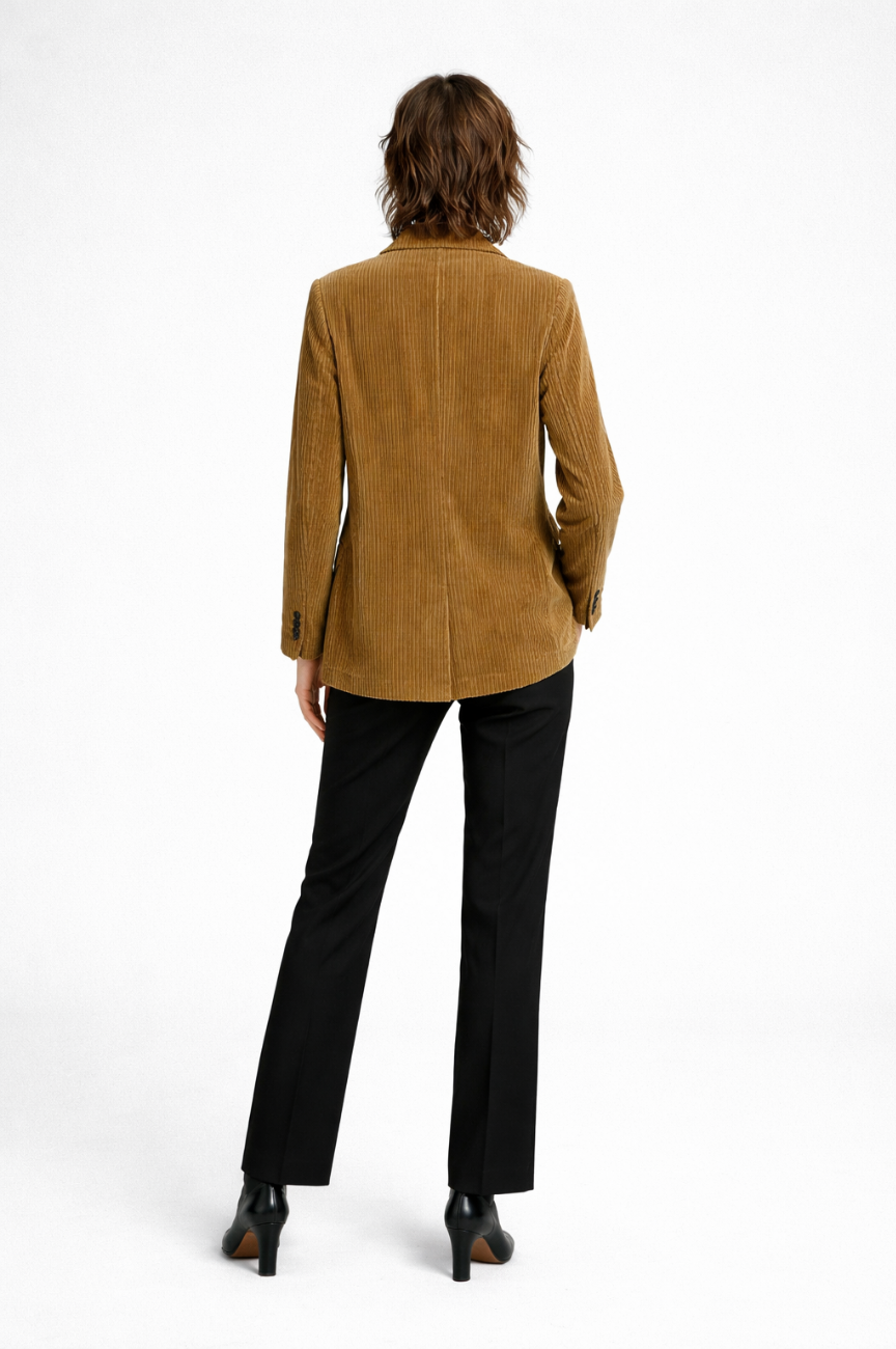 Zafiora Double-Breasted Wide-Wale Corduroy Blazer