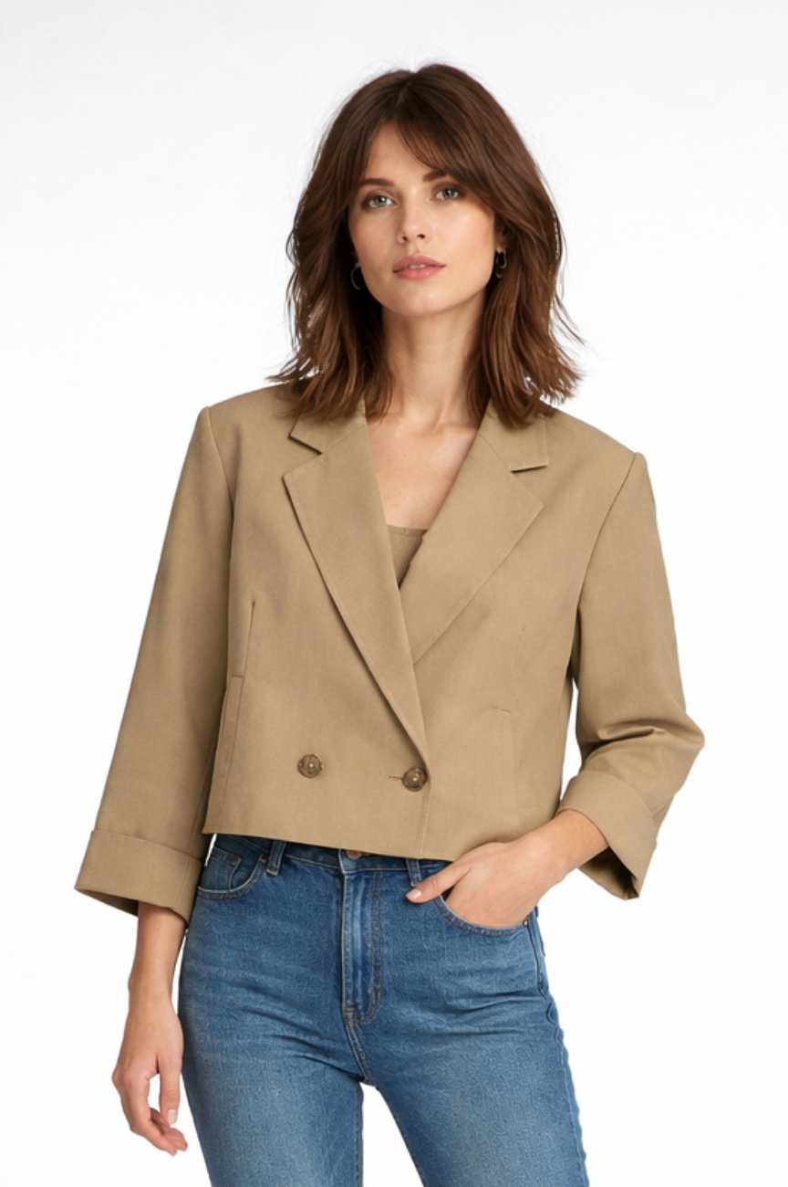 Zanira Tailored Gold-Button Power Blazer