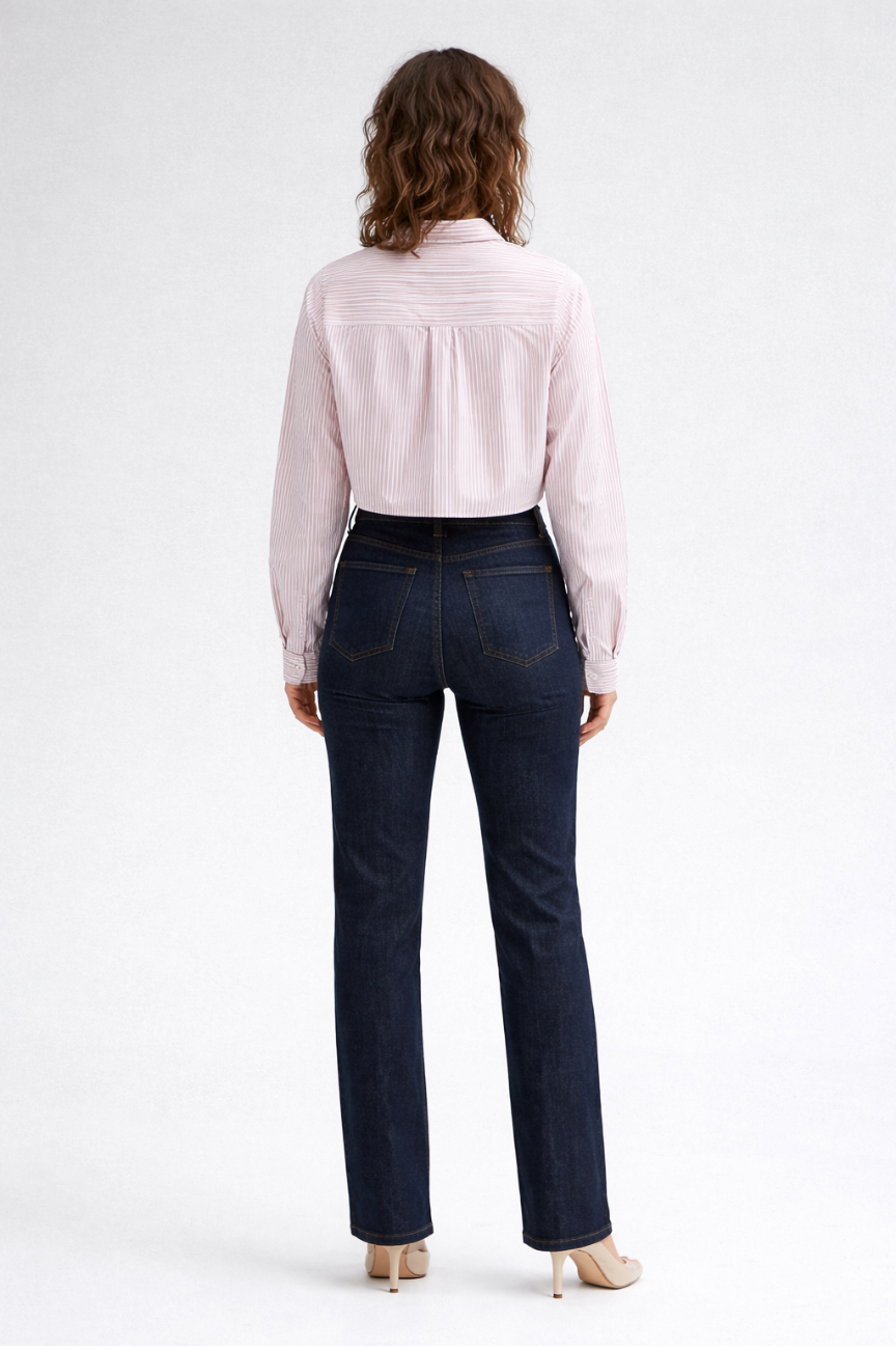 Zella Cropped Oxford Striped Short Shirt
